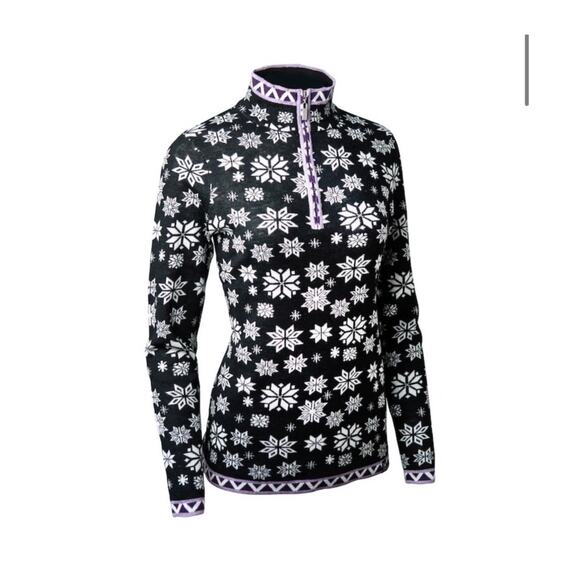 Neve JANE 1/4 ZIP SWEATER Snowflake Marino Wool Blend Large - Picture 1 of 10